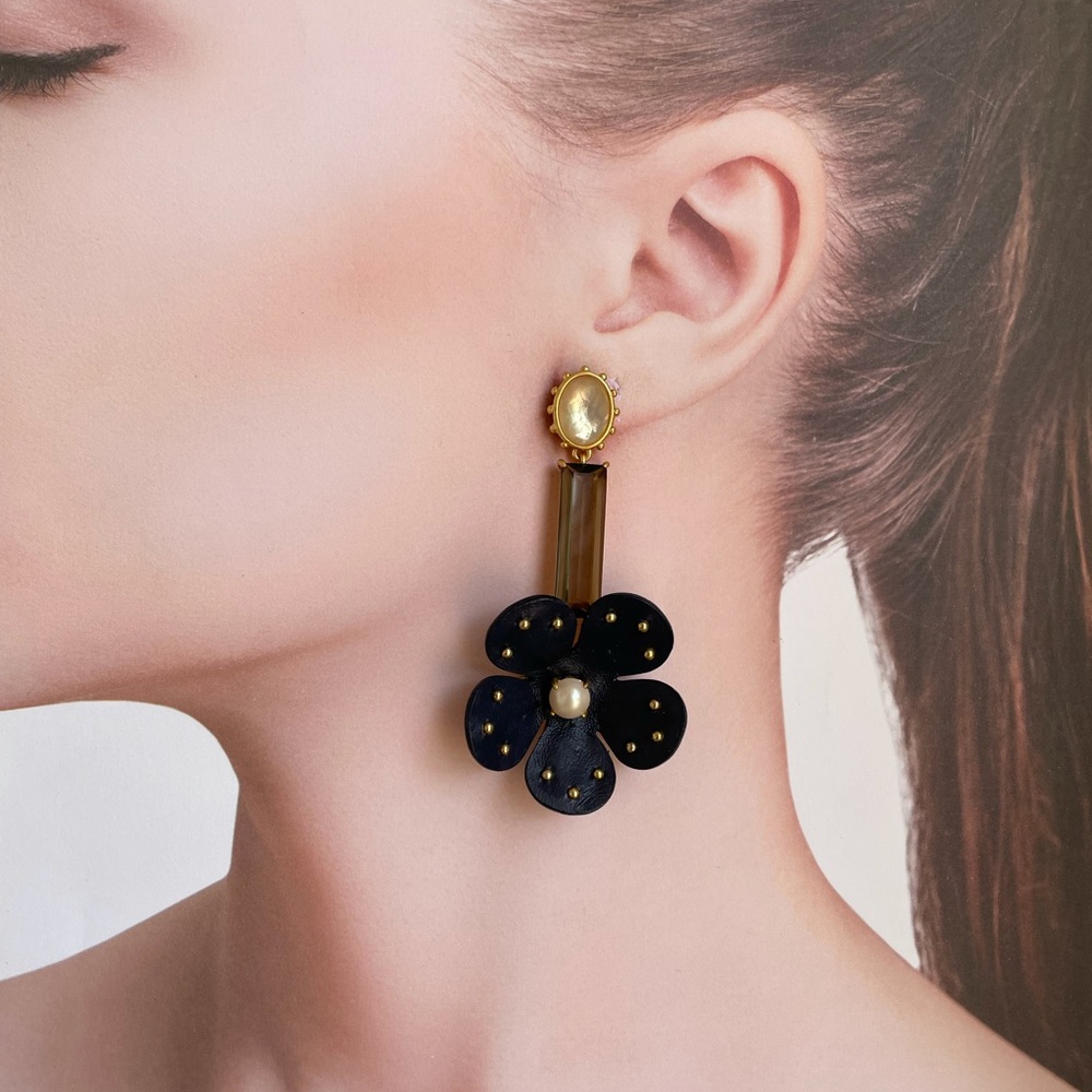 KATE SPADE NEW YORK Blooming Bling Leather Drop Earrings Navy Multi firm price